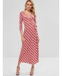 Circle Print Wrap Maxi Dress - Bean Red S
