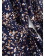 Frilled Printed Flare Sleeve Wrap Mini Dress - Deep Blue S
