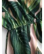 Tropical Leaf Print Cami Cover Up Dress - Green M