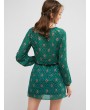 Long Sleeve Printed Casual Dress - Sea Turtle Green S
