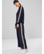 Colorful Stripes Wide Leg Pants - Midnight Blue S