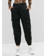 Pockets Solid Color Jogger Pants - Black M