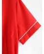 Contrast Short Sleeve Belted Romper - Red S