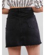 Raw Hem Fitted Mini Denim Skirt - Black S
