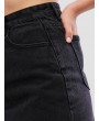 Raw Hem Fitted Mini Denim Skirt - Black S