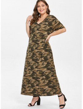 Grommets Camo Plus Size T-shirt Dress - Acu Camouflage 3x