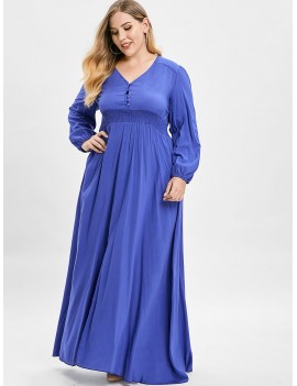  Plus Size Plunge Slit Maxi Dress - Blueberry Blue 3x