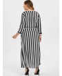 Striped Tie Plus Size Maxi Dress - White 3x