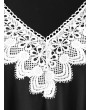 Crocheted Trim Plus Szie Tunic Dress - Black 4x