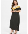 Plus Size Ankle Length Color Block Dress - Black 2x