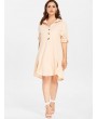  Plus Size Shift Buttoned Shirt Dress - Blanched Almond 3x