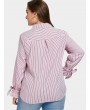 Plus Size Applique Striped Shirt - Pink 4xl