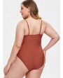  Plus Size Knot One-piece Swimsuit - Chestnut Red 1x