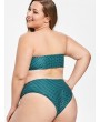  Plus Size Polka Dot Bandeau Swimwear Set - Medium Sea Green 2x