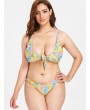  Plus Size Knotted Flower Swimwear Set - Bright Yellow 2x