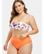 High Cut Plus Size Fruit Print Swimwear - Multi 2x