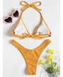  Ribbed High Leg Swimwear Set - Bright Yellow S