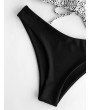  Dalmatian Dot Crisscross High Leg Swimwear Swimsuit - Black S