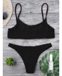 Smocked Swimwear Top And Bottoms - Black S