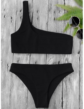 One Shoulder Swimwear Set - Black S