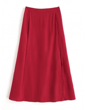 Slit Maxi Beach Skirt - Red Wine L