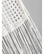 Fringed Side Slit Crochet Skirt - White