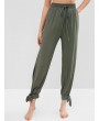 Tie Ankle Split Pants - Camouflage Green L