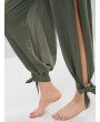 Tie Ankle Split Pants - Camouflage Green L