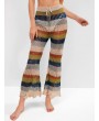 Drawstring Multi-striped Bootcut Crochet Pants - Multi-a S