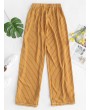  Striped Pom Pom Slit Beach Pants - Golden Brown L