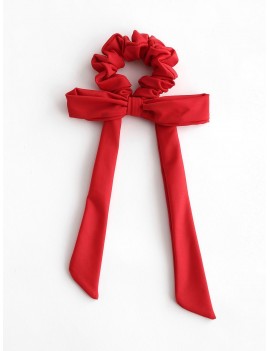  Elastic Solid Bowknot Hair Scrunchie - Lava Red