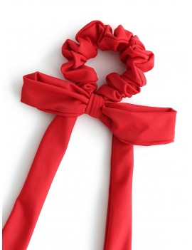  Elastic Solid Bowknot Hair Scrunchie - Lava Red