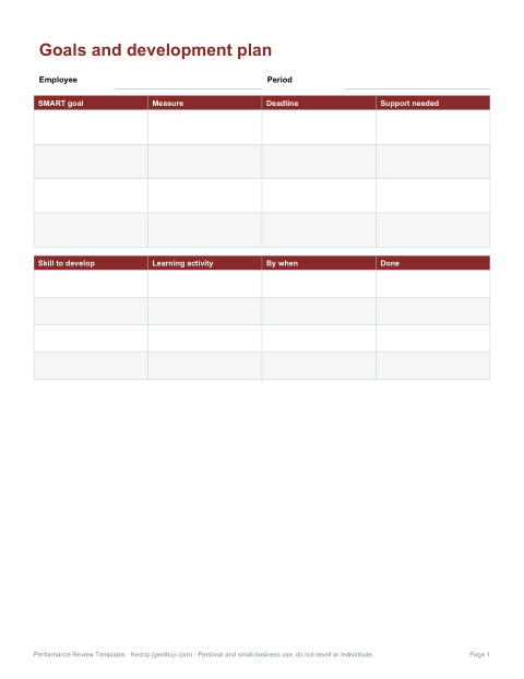 Preview of the first page of Development plan (DOCX/PDF)