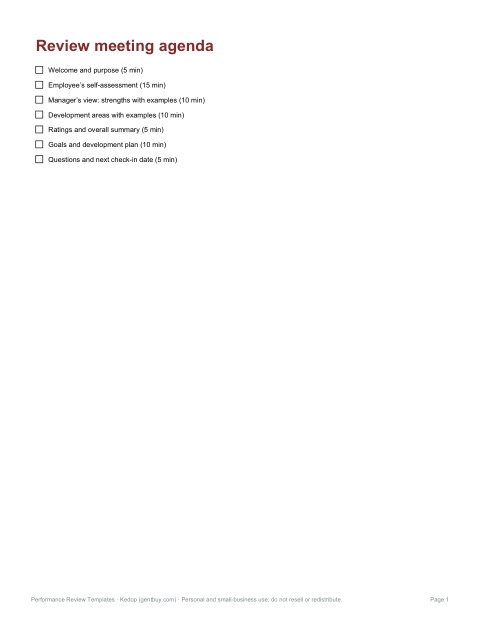 Preview of the first page of Meeting agenda